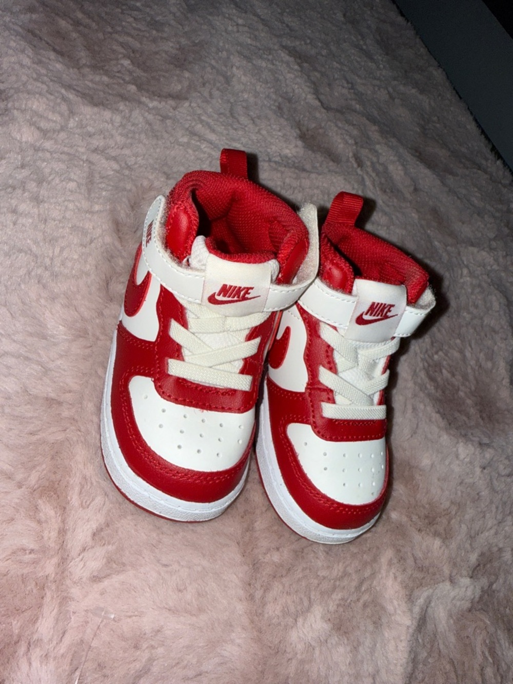 Nike Kids Red and White Mid-Top Sneakers